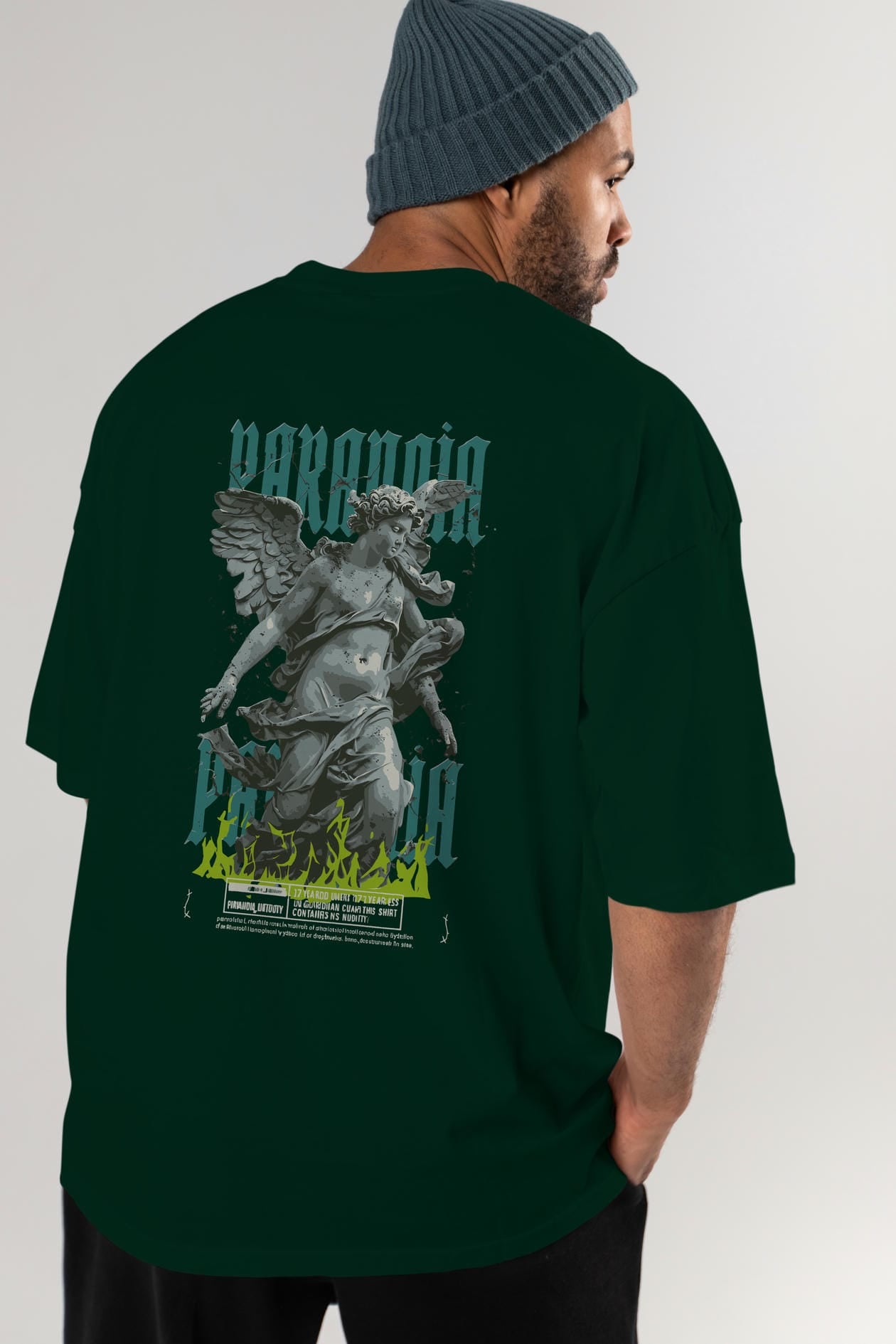 Paranoia Arka Baskılı Oversize t-shirt Erkek Kadın %100 Pamuk Bisiklet Yaka tişort