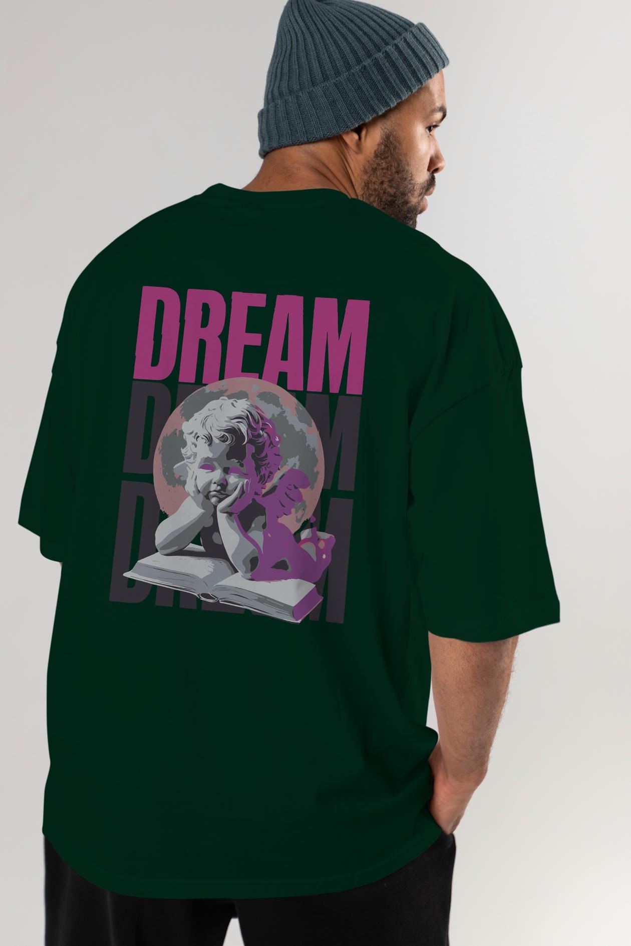 Dream Angel Arka Baskılı Oversize t-shirt Erkek Kadın %100 Pamuk Bisiklet Yaka tişort