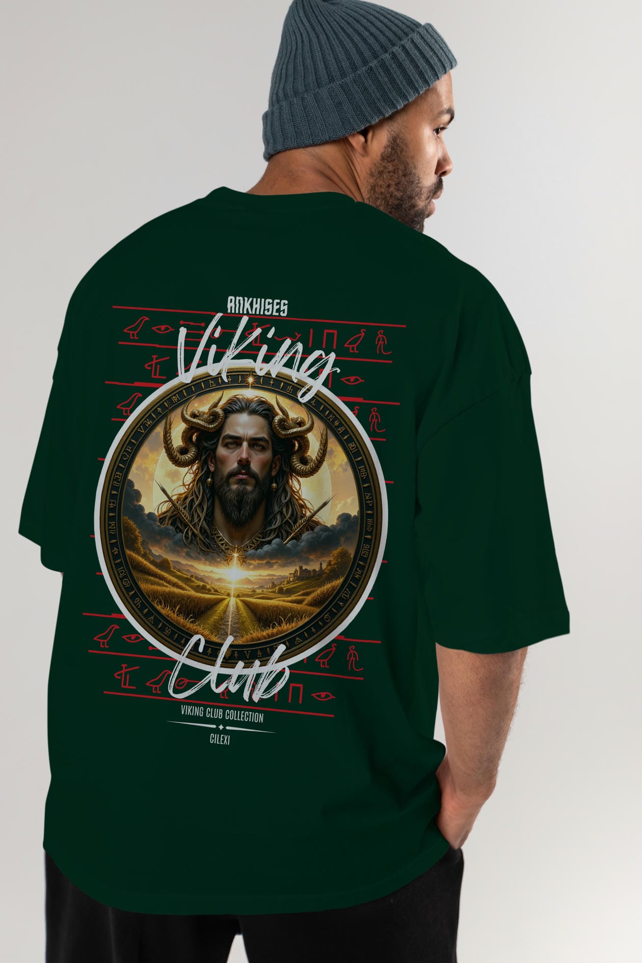 Viking Mitolojisi Serisi 3 Arka Baskılı Oversize t-shirt Erkek Kadın %100 Pamuk Bisiklet Yaka tişort