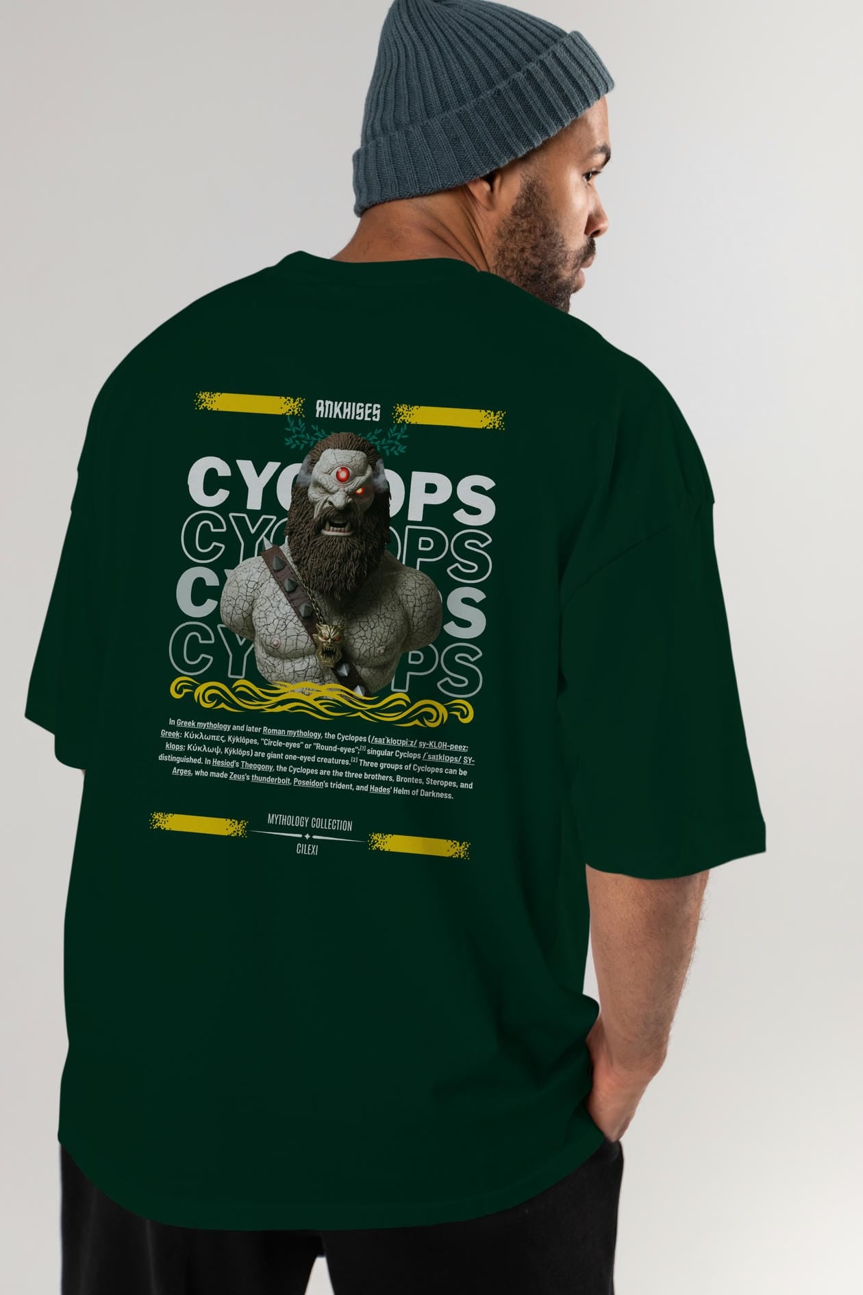 Cyclopes 1 Arka Baskılı Oversize t-shirt Erkek Kadın %100 Pamuk Bisiklet Yaka tişort
