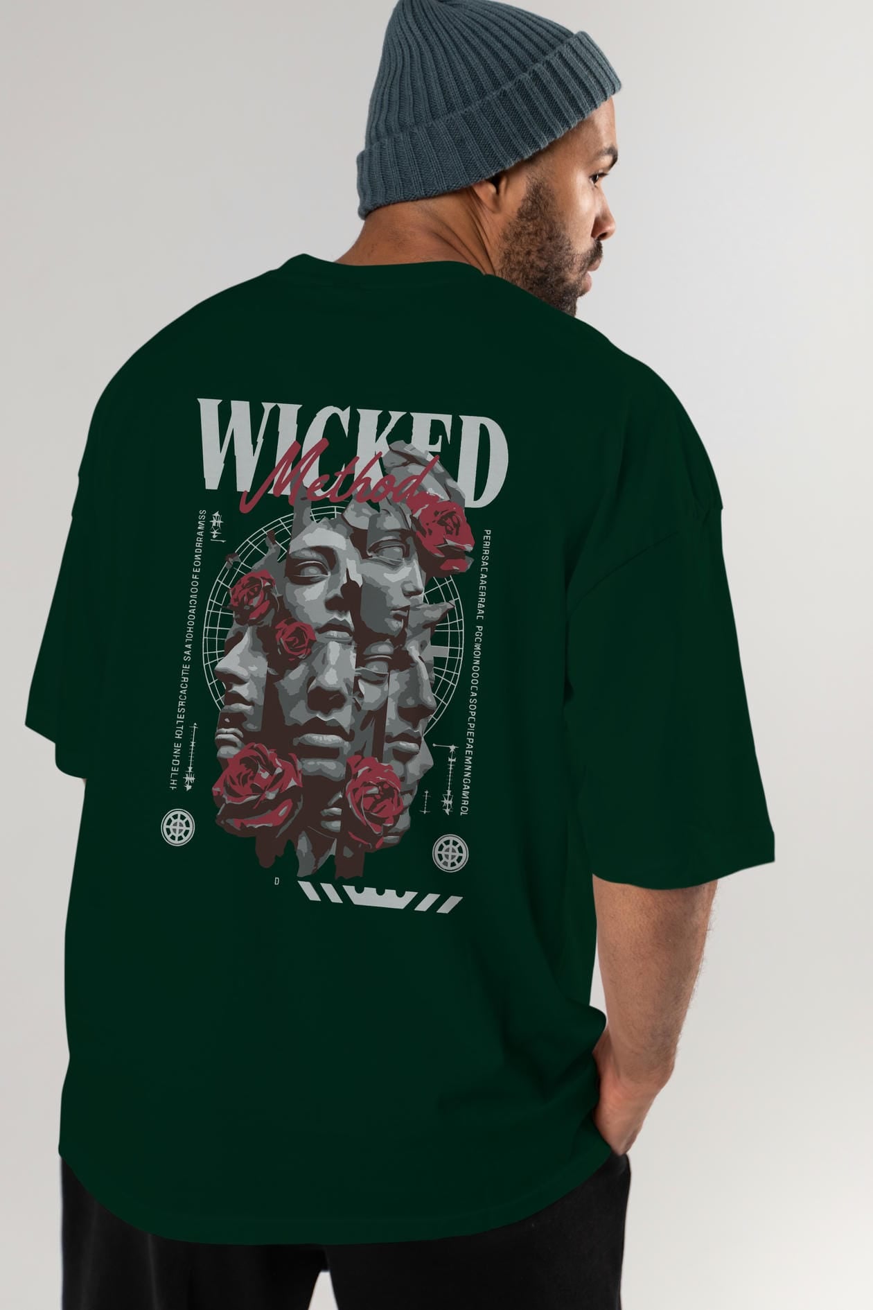 Wicked Method Arka Baskılı Oversize t-shirt Erkek Kadın %100 Pamuk Bisiklet Yaka tişort