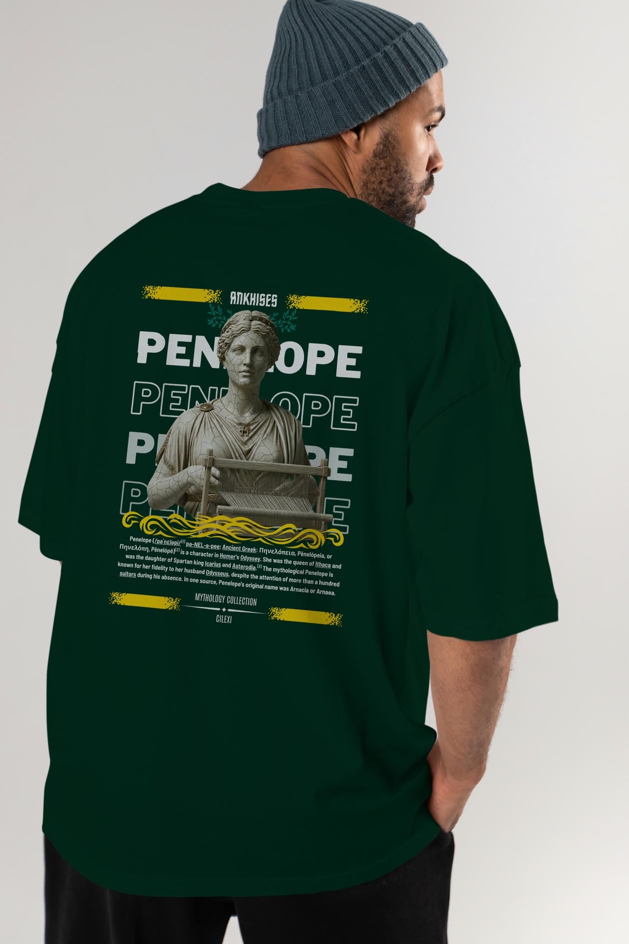 Penelope 2 Arka Baskılı Oversize t-shirt Erkek Kadın %100 Pamuk Bisiklet Yaka tişort