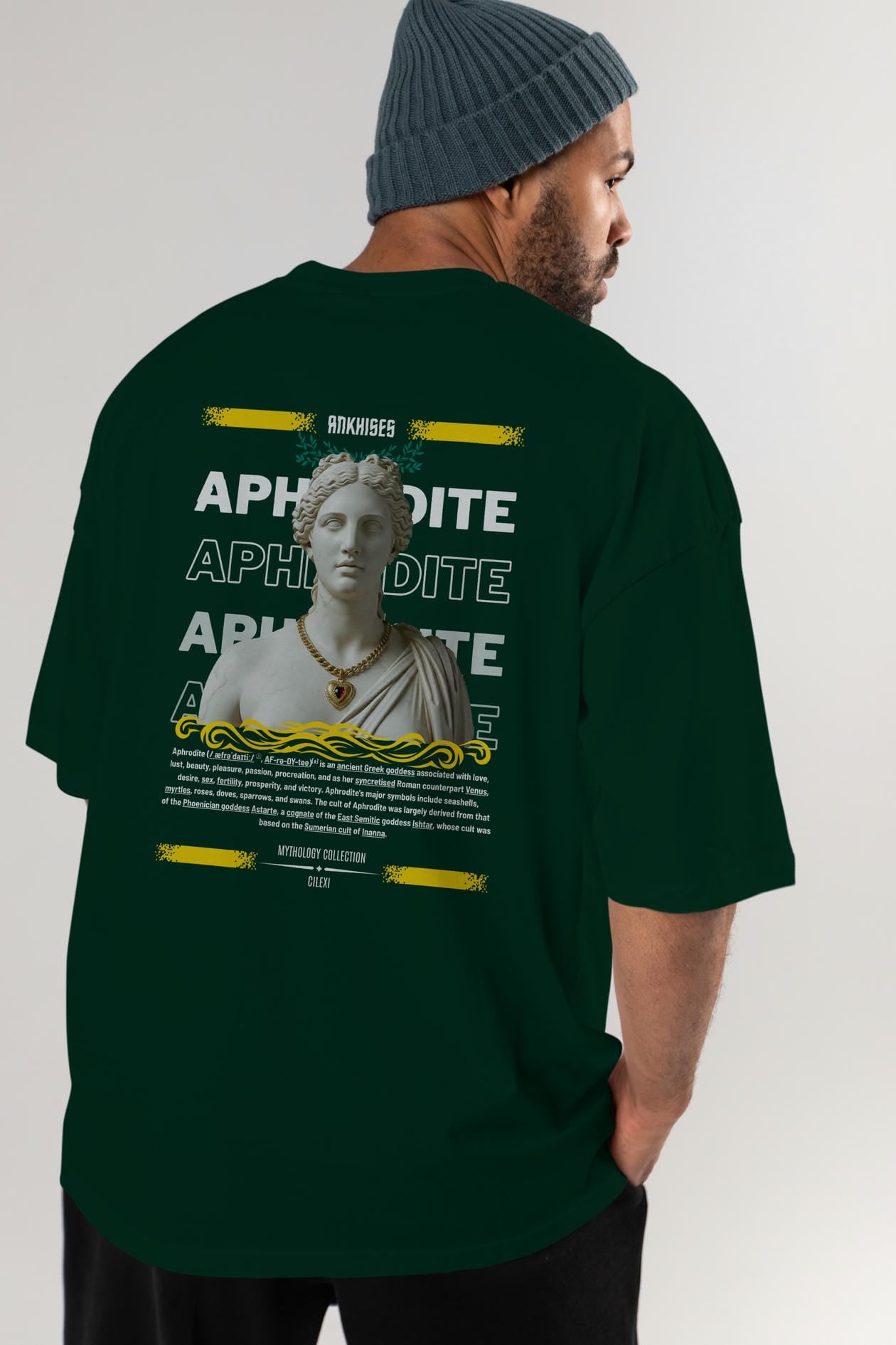 Aphrodite 1 Arka Baskılı Oversize t-shirt Erkek Kadın %100 Pamuk Bisiklet Yaka tişort