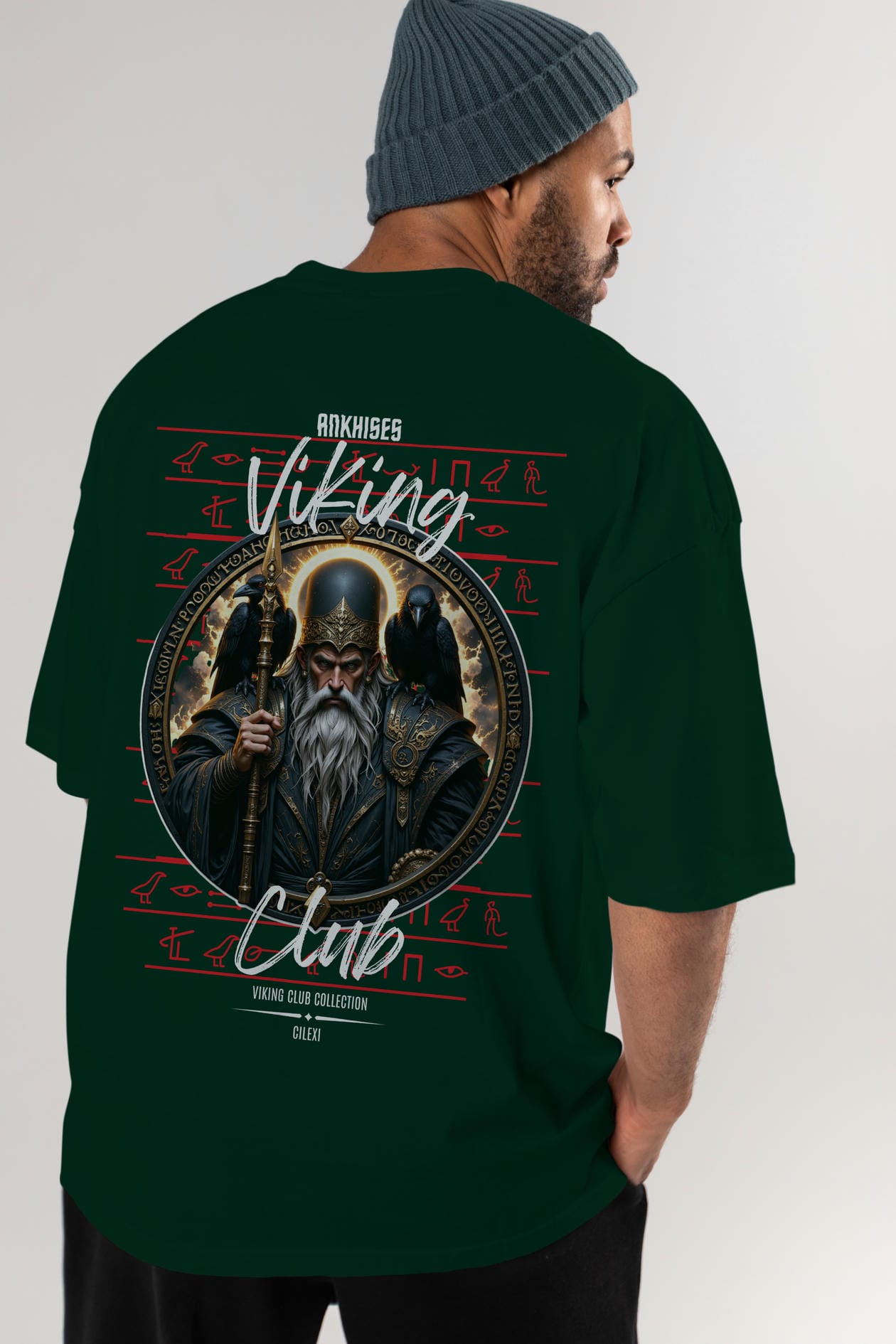 Odin 1 Arka Baskılı Oversize t-shirt Erkek Kadın %100 Pamuk Bisiklet Yaka tişort