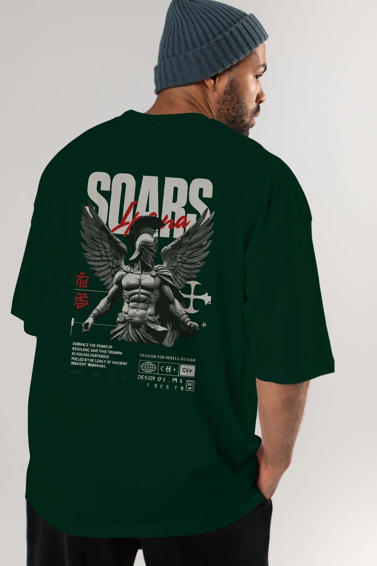 Soars Arka Baskılı Oversize t-shirt Erkek Kadın %100 Pamuk Bisiklet Yaka tişort