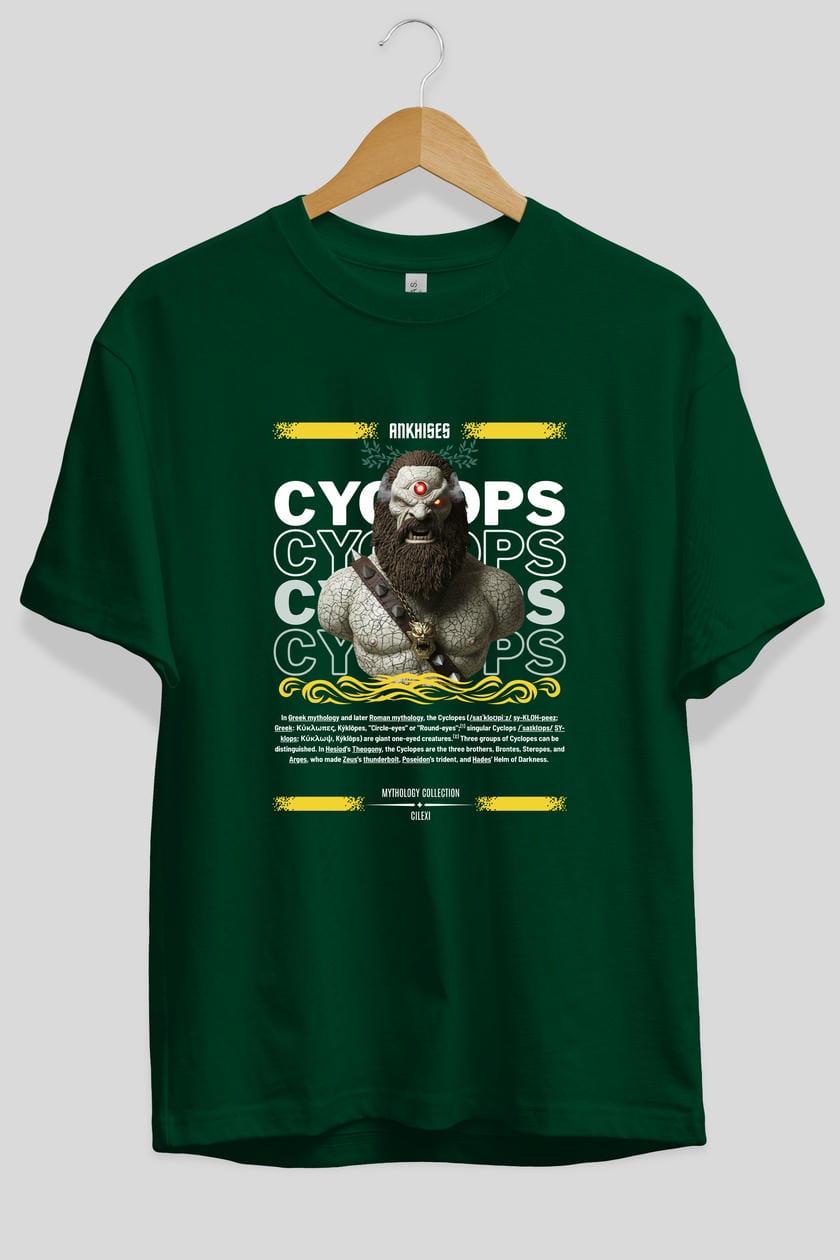 Cyclopes 1 ön Baskılı Oversize t-shirt Erkek Kadın %100 Pamuk Bisiklet Yaka tişort