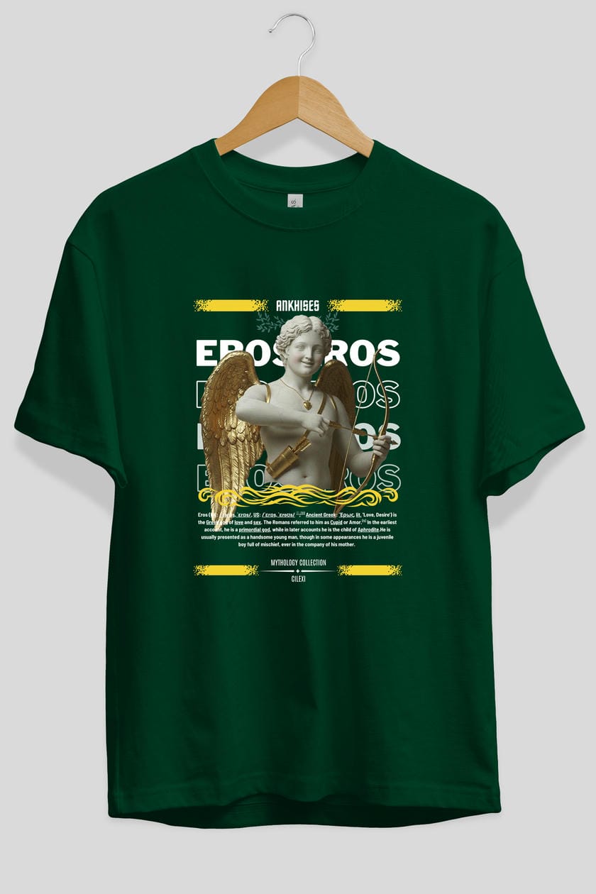 Eros ön Baskılı Oversize t-shirt Erkek Kadın %100 Pamuk Bisiklet Yaka tişort