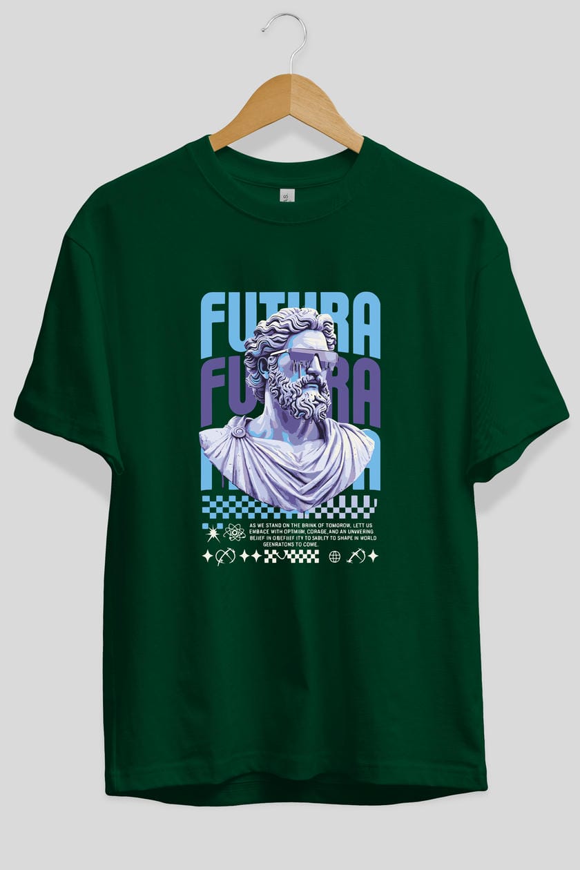 Futura Zeus ön Baskılı Oversize t-shirt Erkek Kadın %100 Pamuk Bisiklet Yaka tişort