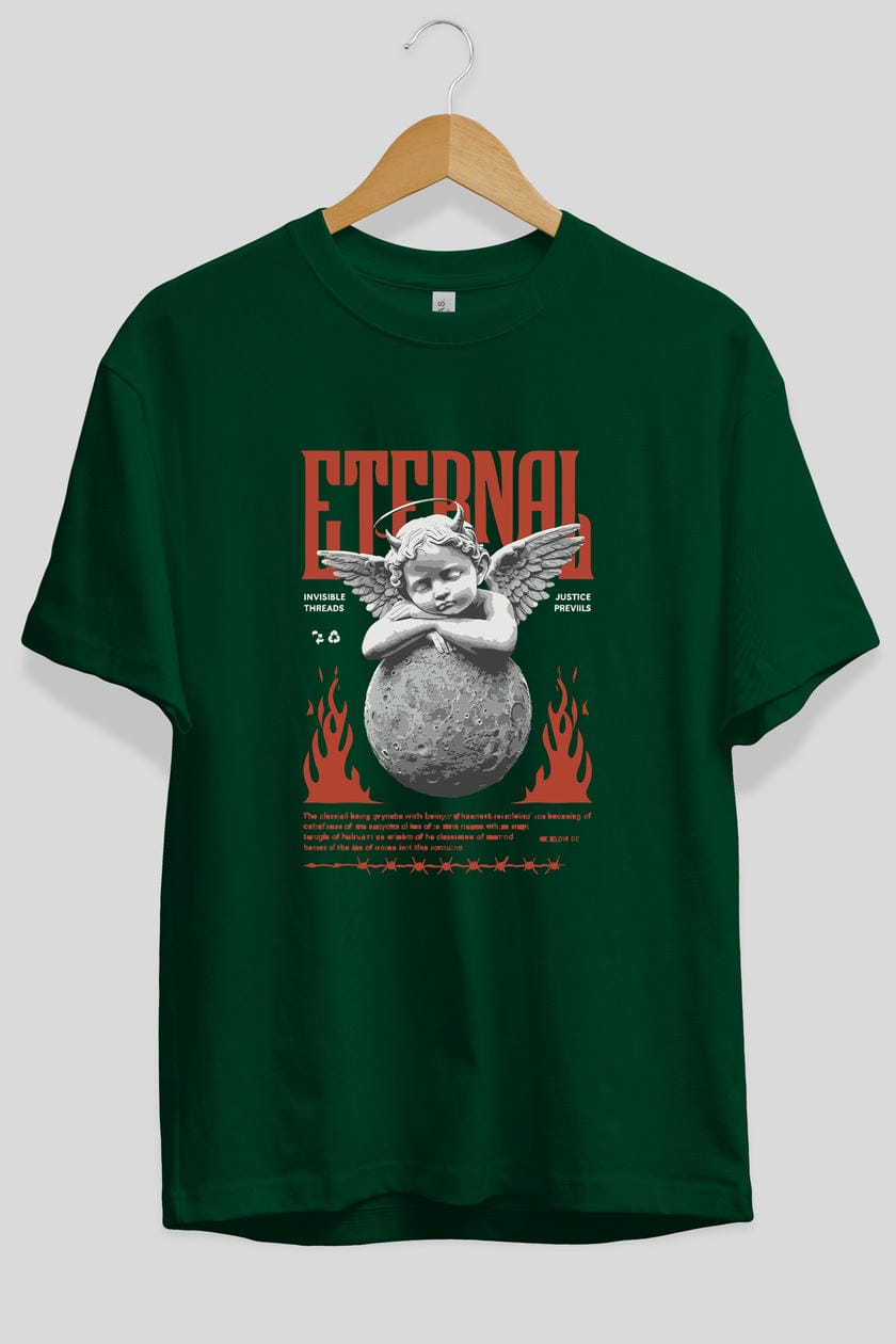 Eternal ön Baskılı Oversize t-shirt Erkek Kadın %100 Pamuk Bisiklet Yaka tişort
