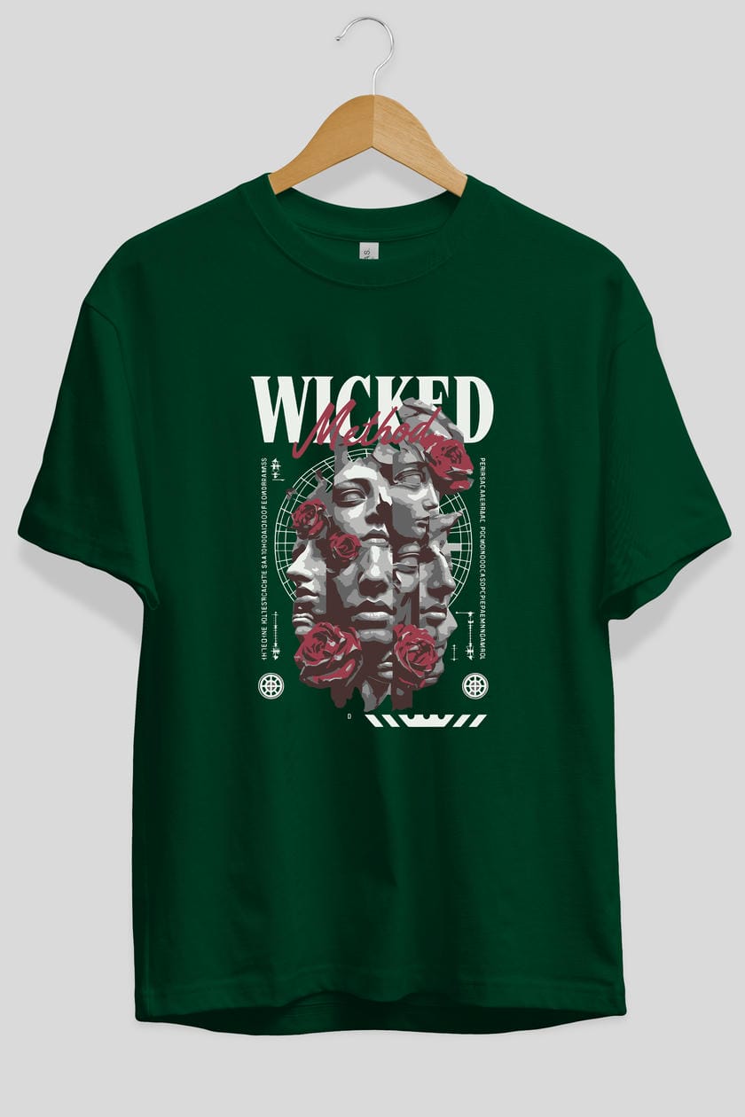Wicked Method ön Baskılı Oversize t-shirt Erkek Kadın %100 Pamuk Bisiklet Yaka tişort