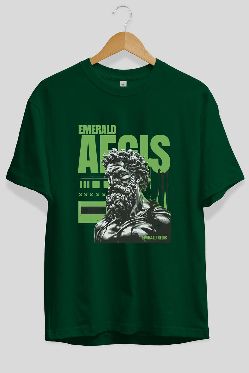 Emrald Regis ön Baskılı Oversize t-shirt Erkek Kadın %100 Pamuk Bisiklet Yaka tişort
