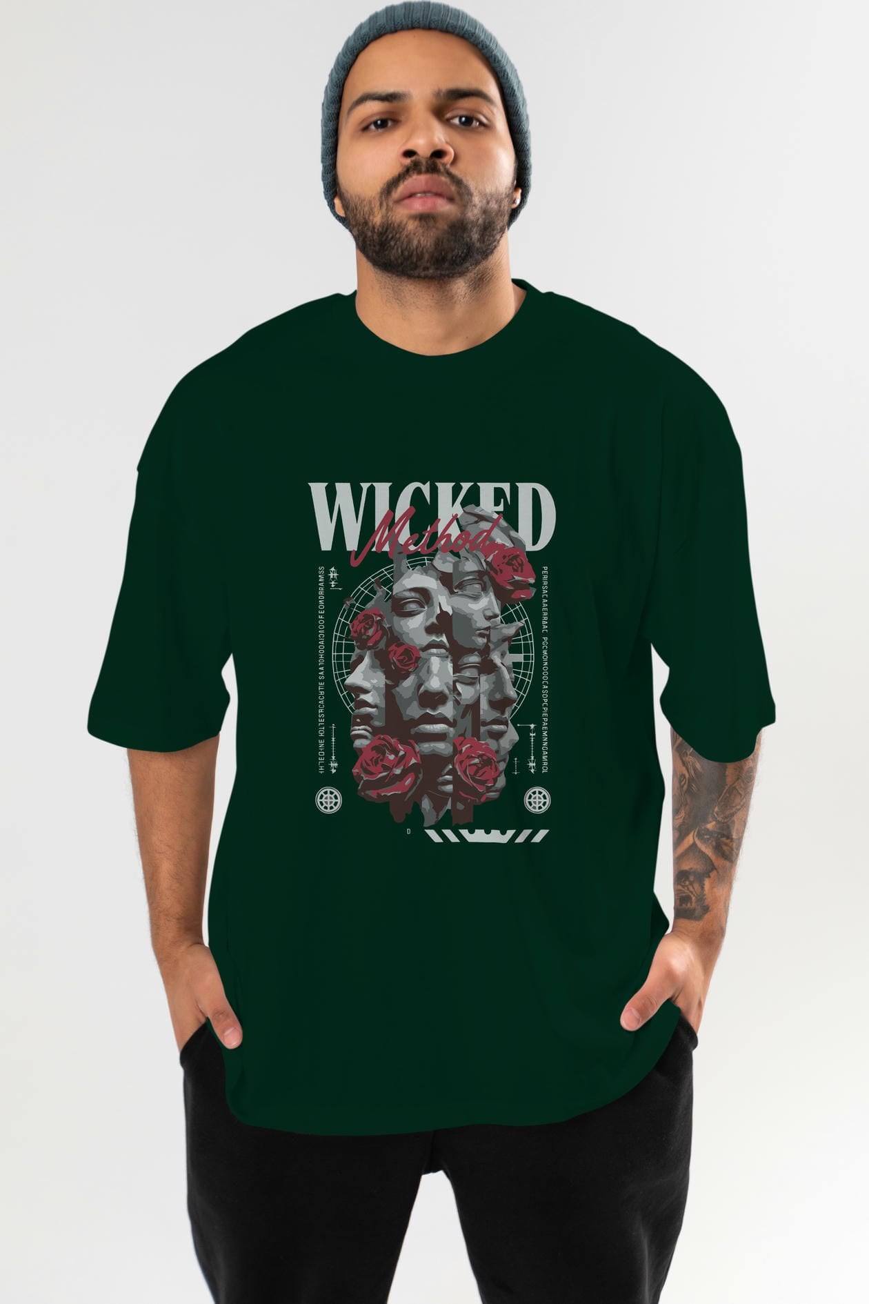 Wicked Method ön Baskılı Oversize t-shirt Erkek Kadın %100 Pamuk Bisiklet Yaka tişort