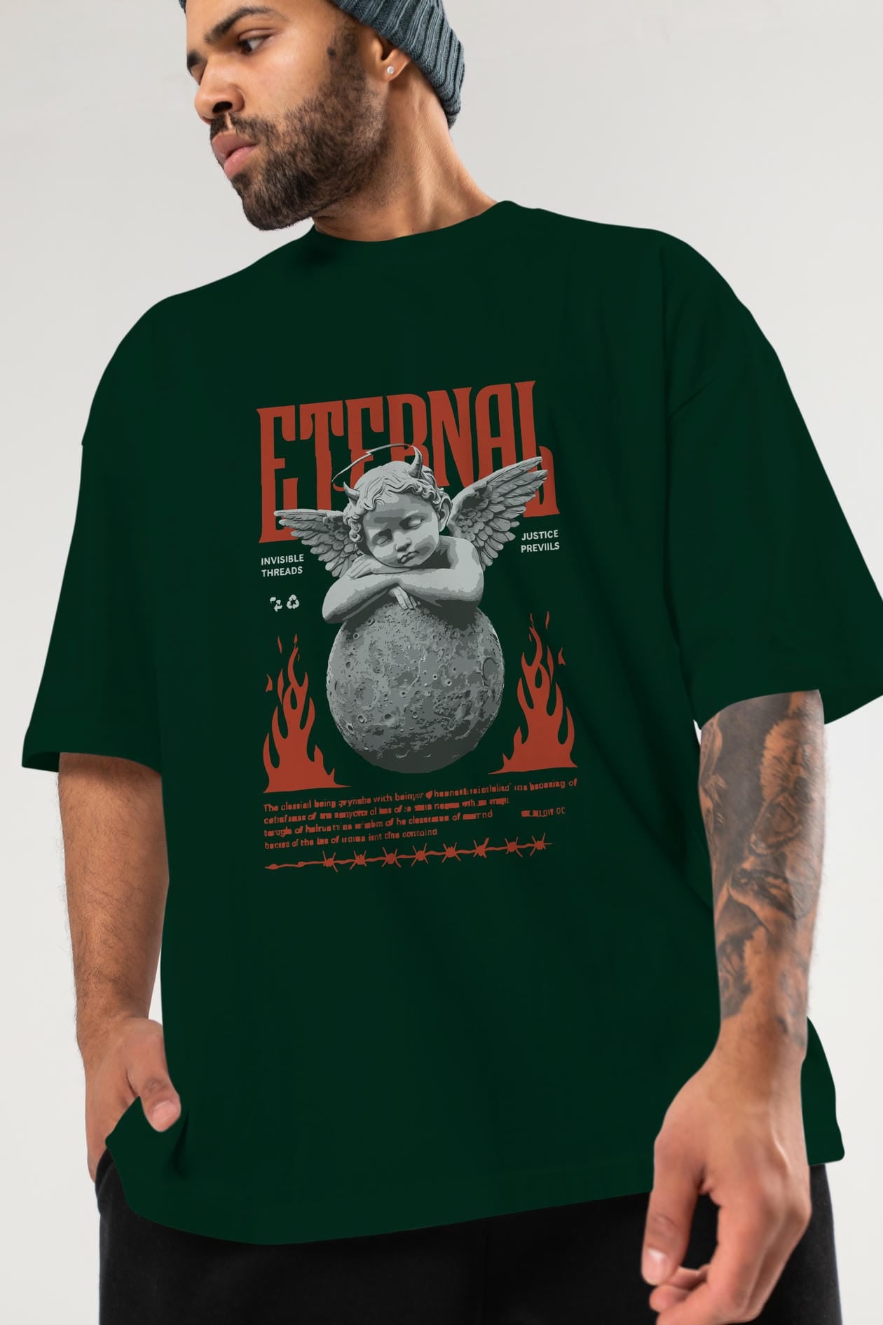 Eternal ön Baskılı Oversize t-shirt Erkek Kadın %100 Pamuk Bisiklet Yaka tişort