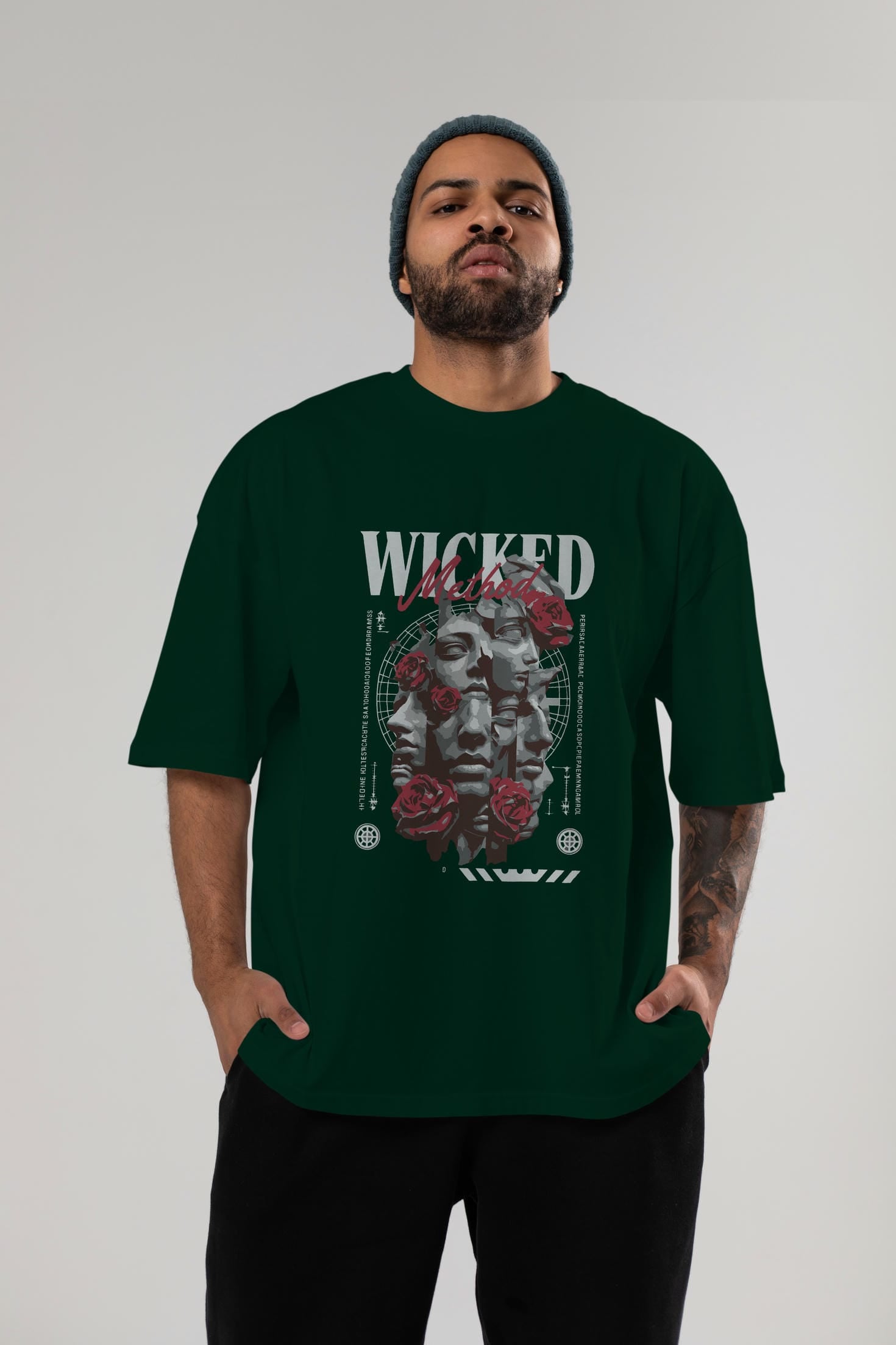 Wicked Method ön Baskılı Oversize t-shirt Erkek Kadın %100 Pamuk Bisiklet Yaka tişort