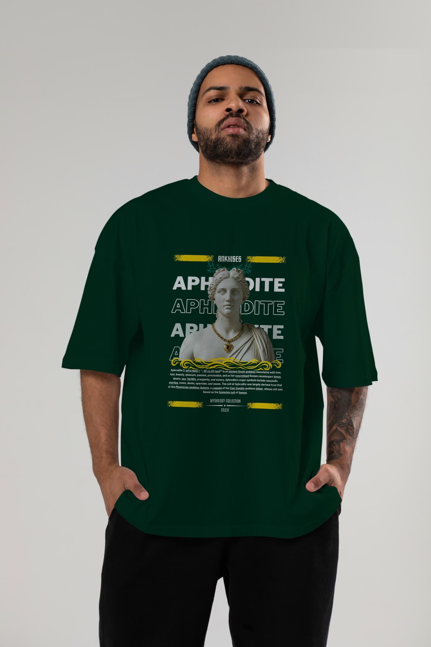 Aphrodite 1 ön Baskılı Oversize t-shirt Erkek Kadın %100 Pamuk Bisiklet Yaka tişort