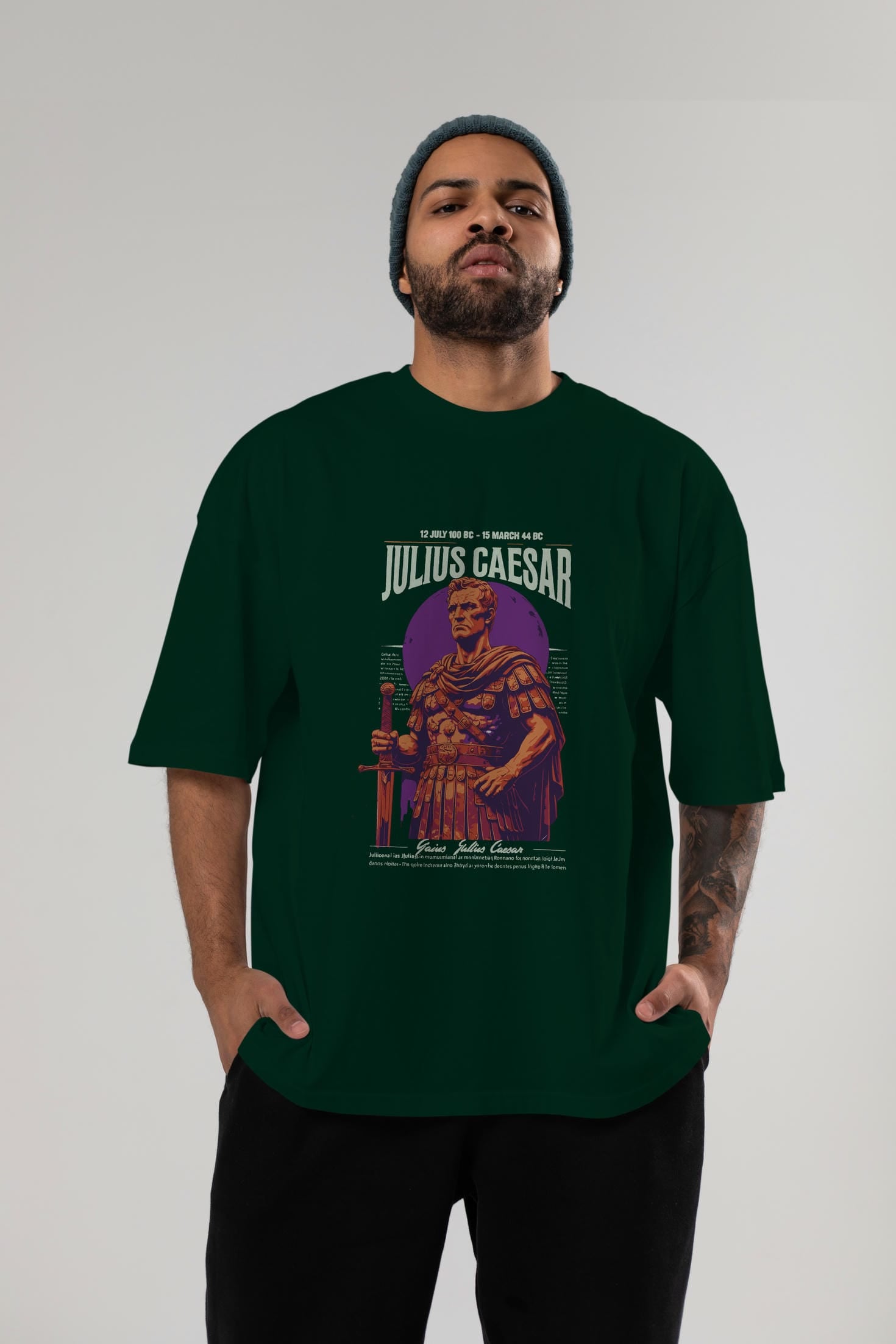 Julius Caesar ön Baskılı Oversize t-shirt Erkek Kadın %100 Pamuk Bisiklet Yaka tişort
