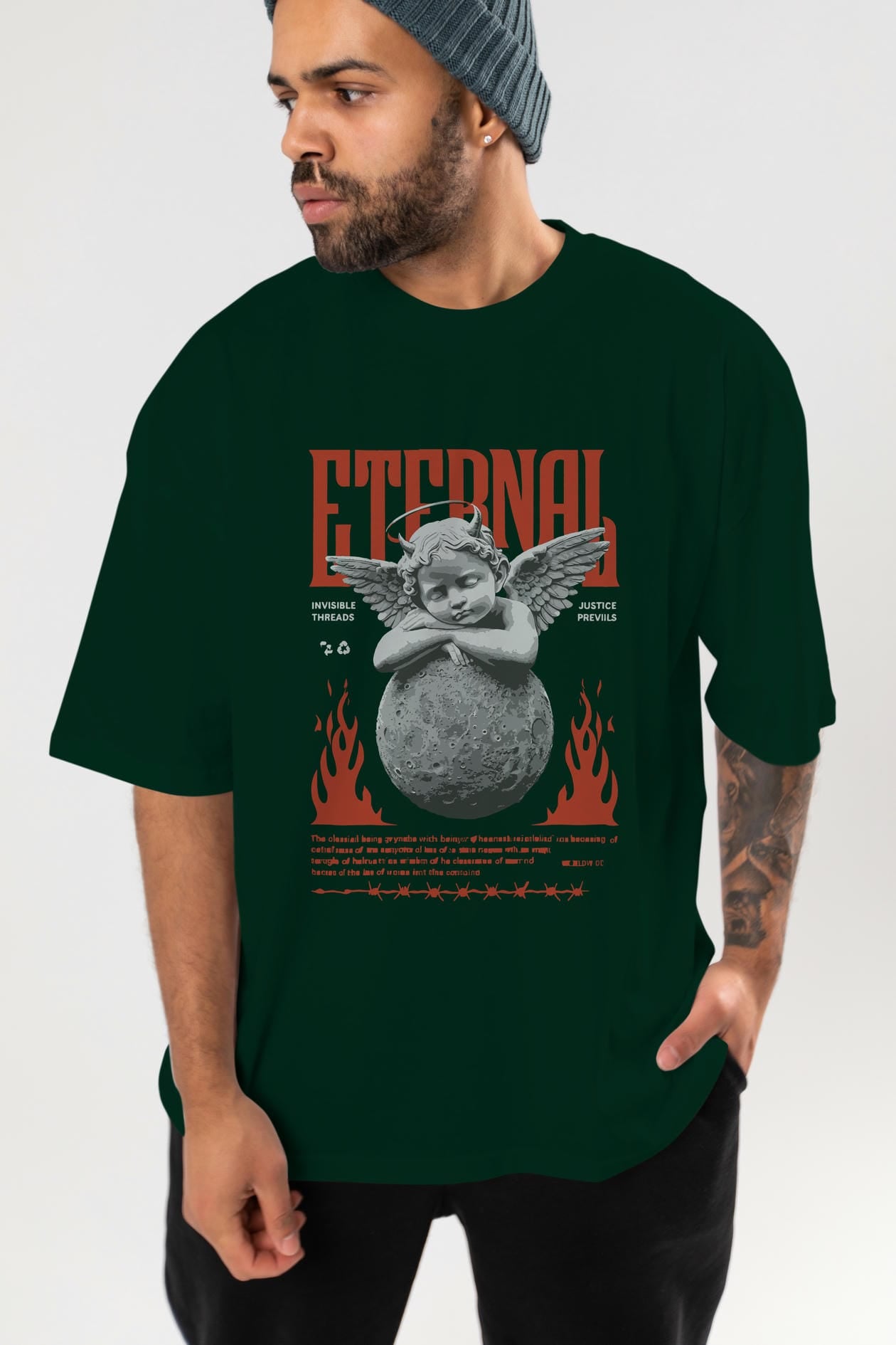 Eternal ön Baskılı Oversize t-shirt Erkek Kadın %100 Pamuk Bisiklet Yaka tişort