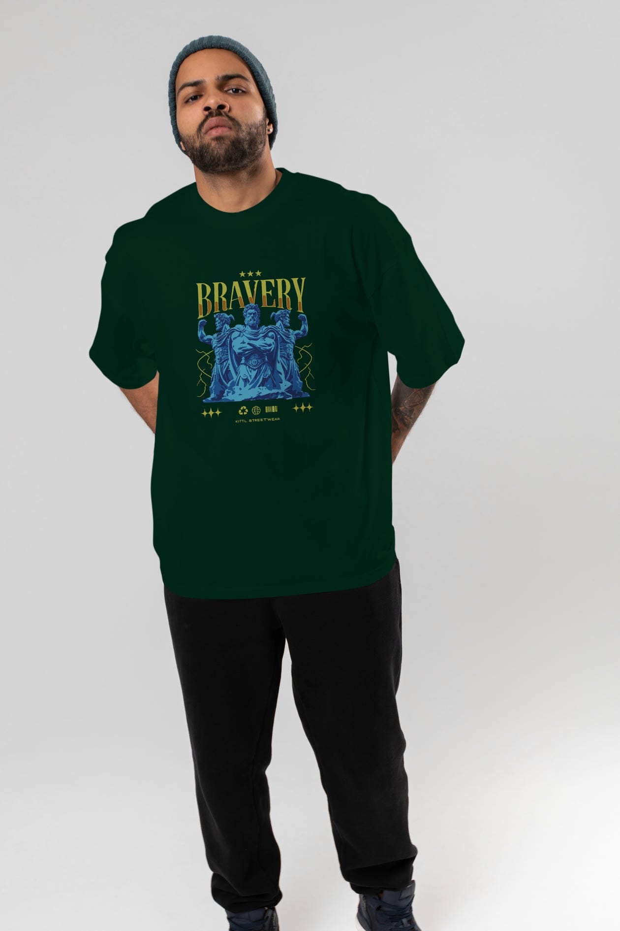 Bravery ön Baskılı Oversize t-shirt Erkek Kadın %100 Pamuk Bisiklet Yaka tişort